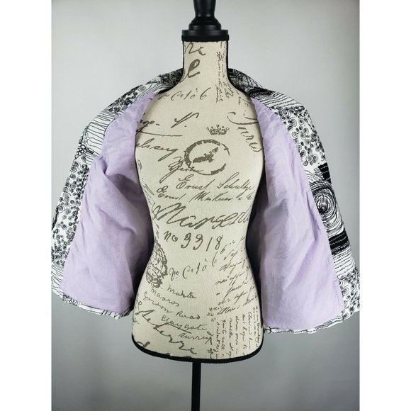 Chicos White Black Threading Design Womens Jacket Size 0 - Picture 4 of 7